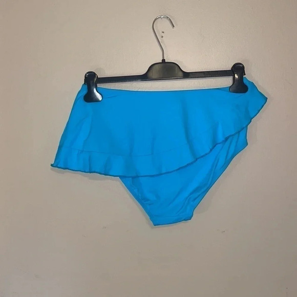 Lands end women’s bathing suit 10 bottom bikini skirt swim solid basic blue - Picture 2 of 7